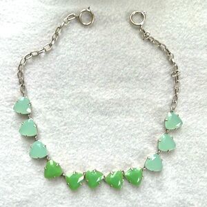 Stella&Dot silver necklace with green fine stones